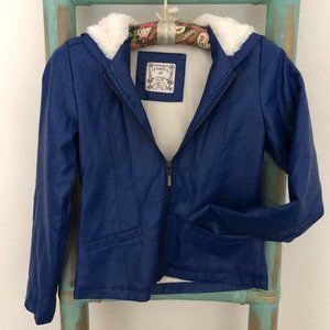 Faux Leather  Hooded Fleece-Lined Jacket  NWOT